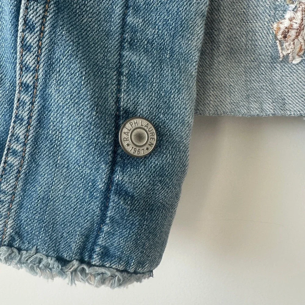 Polo Ralph Lauren Kids Denim Jacket Distressed Frayed Size 8